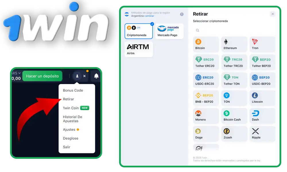 ¡Retiros rápidos en 1Win Argentina - hasta 2 días!